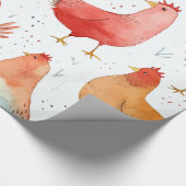 Kippen op een Boerderij Cadeaupapier (Hoek)