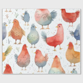 Kippen op een Boerderij Cadeaupapier (Vlak)