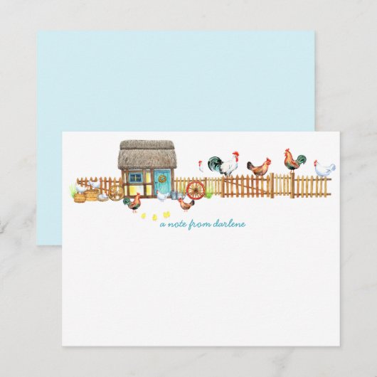Kippen op een Fancy cichopenkop | Opmerkingskaart Notitiekaartje (Voorkant / Achterkant)