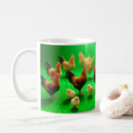 Kippen op een groene achtergrond koffiemok