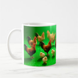 Kippen op een groene achtergrond  koffiemok