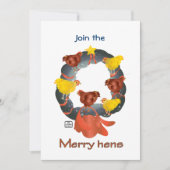 Kippen op een kerstuitnodiging kaart (Voorkant)