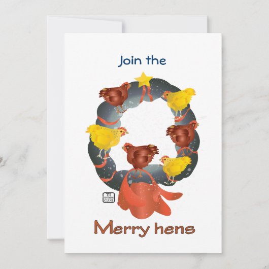 Kippen op een kerstuitnodiging kaart (Voorkant)