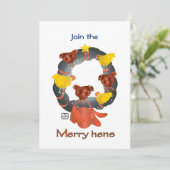 Kippen op een kerstuitnodiging kaart (Staand voorkant)