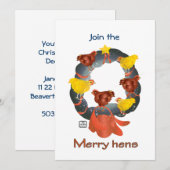 Kippen op een kerstuitnodiging kaart (Voorkant / Achterkant)