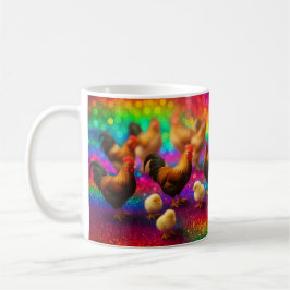 Kippen op een regenboog achtergrond koffiemok