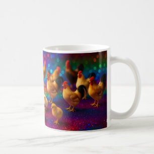Kippen op een regenboog achtergrond koffiemok