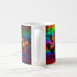 Kippen op een regenboog achtergrond koffiemok