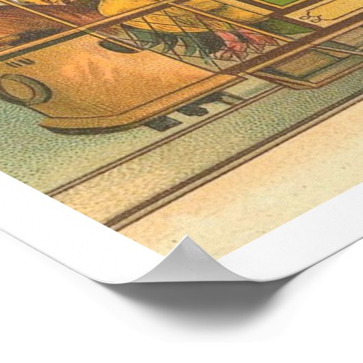 Kippen op een Trolley Easter Poster (Hoek)