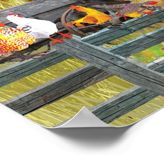 Kippen op het Boerderij Poster (Hoek)