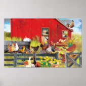 Kippen op het Boerderij Poster (Voorkant)