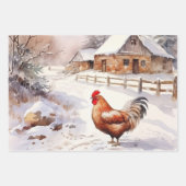 Kippen op het ouderwetse Boerderij Inpakpapier Vel (Voorkant 2)