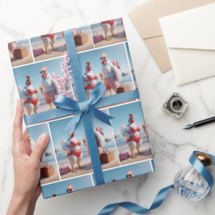 Kippen op het strand cadeaupapier