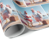 Kippen op het strand cadeaupapier (Rol Hoek)