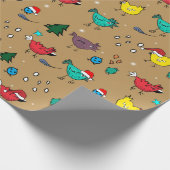 Kippen op kerststemming #gold cadeaupapier (Hoek)