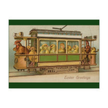 Kippen op Trolley Car  Easter