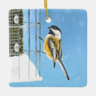 Kippen op voedingsleer - oorspronkelijke vogelkuns keramisch ornament