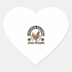 Kippen opfokken Jezus prijzen Vintage boerderij sh Hart Sticker
