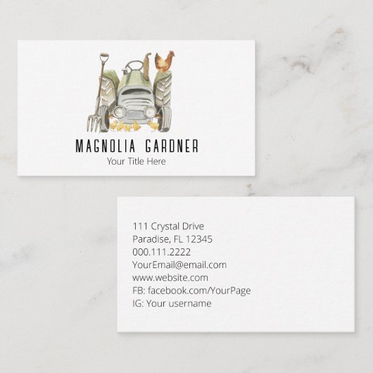 Kippen Organic Gardening Visitekaartje (Voorkant / Achterkant)