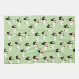  kippen Patroon op groene keukenhanddoeken