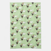 kippen Patroon op groene keukenhanddoeken (Verticaal)