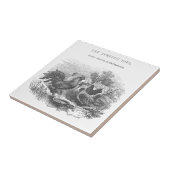  kippen pen en inkt illustratie tegeltje (Zijkant)