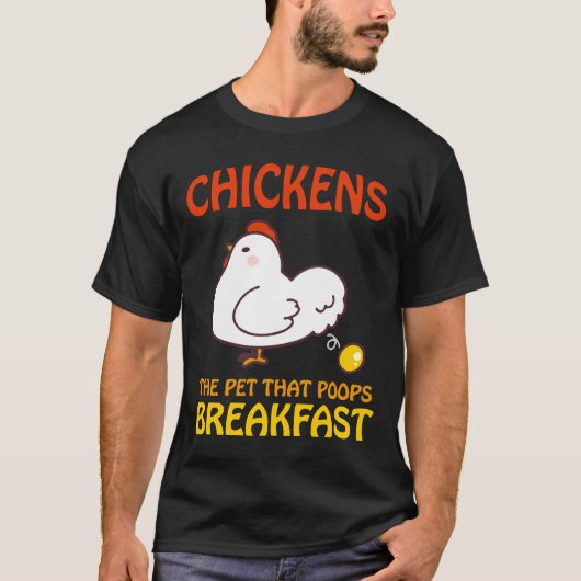 Kippen Pet Poops Breakfast e T-shirt (Voorkant)