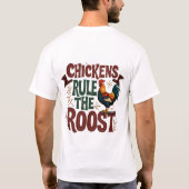 Kippen regeren de Roost Rustic Boerderij Illustrat T-shirt (Achterkant)