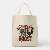 Kippen regeren de Roost Rustic Boerderij Illustrat Tote Bag (Achterkant)