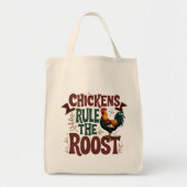Kippen regeren de Roost Rustic Boerderij Illustrat Tote Bag (Voorkant)