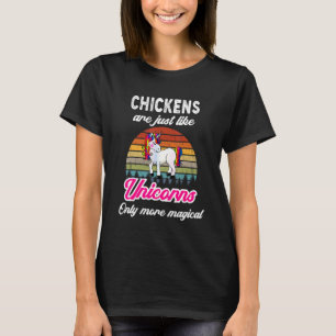 Kippen Retro Eenhoorn Vintage Zonsondergang T-shirt