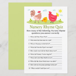 Kippen Rijm Quiz baby shower spel