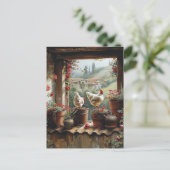 Kippen Roestige Emmer Kleipotten Tegels Landelijk Briefkaart (Staand voorkant)