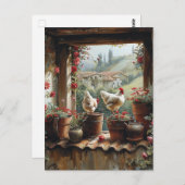 Kippen Roestige Emmer Kleipotten Tegels Landelijk Briefkaart (Voorkant / Achterkant)