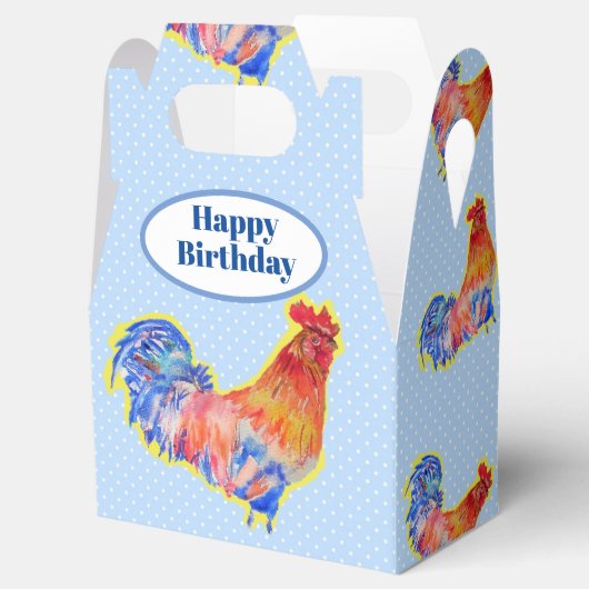 Kippen Rooster Blue Boys Birthday Cake Bedankdoosjes (Geopend)