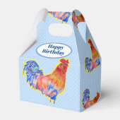 Kippen Rooster Blue Boys Birthday Cake Bedankdoosjes (Voorkant Zijde)