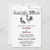 Kippen Rooster en Hen Chicken Boerderij Wedding Kaart (Voorkant)