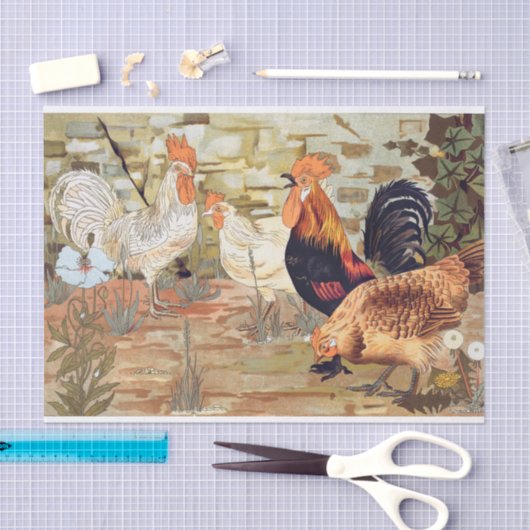  kippen Rooster-ontkoppeling Tissuepapier (Craft)
