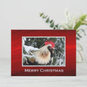 Kippen Rooster Pine Snow-kerstfoto Feestdagenkaart (Staand voorkant)