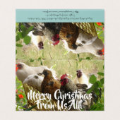 Kippen roosters Merry uit ons kerstkaartje Kaart (Buitenkant ongevouwen)