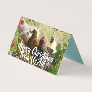 Kippen roosters Merry uit ons kerstkaartje Kaart