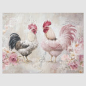 Kippen Shabby Chic Roze Decoupage Tissuepapier (Voorkant)