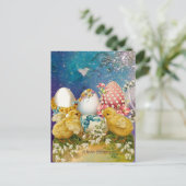 KIPPEN, SNEEUWKLOKJES EN PAASEIEREN MET BLAUWE BOO FEESTDAGENKAART (Staand voorkant)