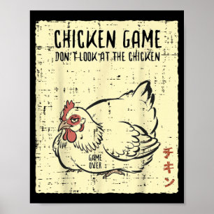 Kippen spel Kijk niet naar Game Over Grappige spre Poster