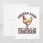 Kippen spelletje kijk niet naar de kip uitnodiging briefkaart (Voorkant / Achterkant)