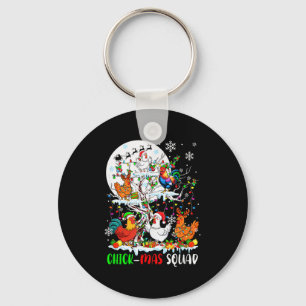 Kippen Squad Kerstmis Groep Kerstman Elf Kippen Op Sleutelhanger