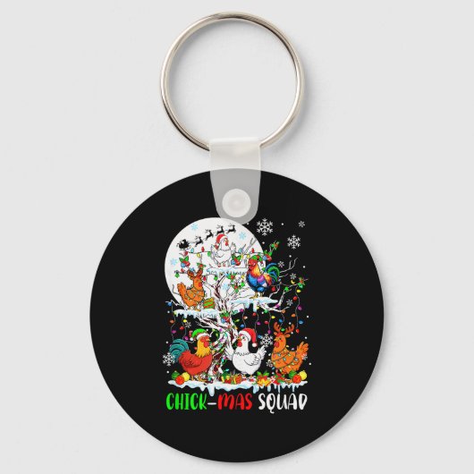 Kippen Squad Kerstmis Groep Kerstman Elf Kippen Op Sleutelhanger (Voorkant)