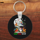 Kippen Squad Kerstmis Groep Kerstman Elf Kippen Op Sleutelhanger (Voorkant)