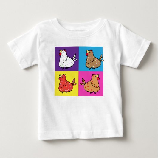 Kippen Squares - Baby shirt (Voorkant)