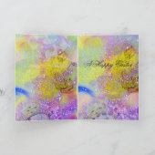 KIPPEN, STROMEN EENVOUDIGER OOG IN GOUDE PAARSE SP FEESTDAGEN KAART (Binnen)